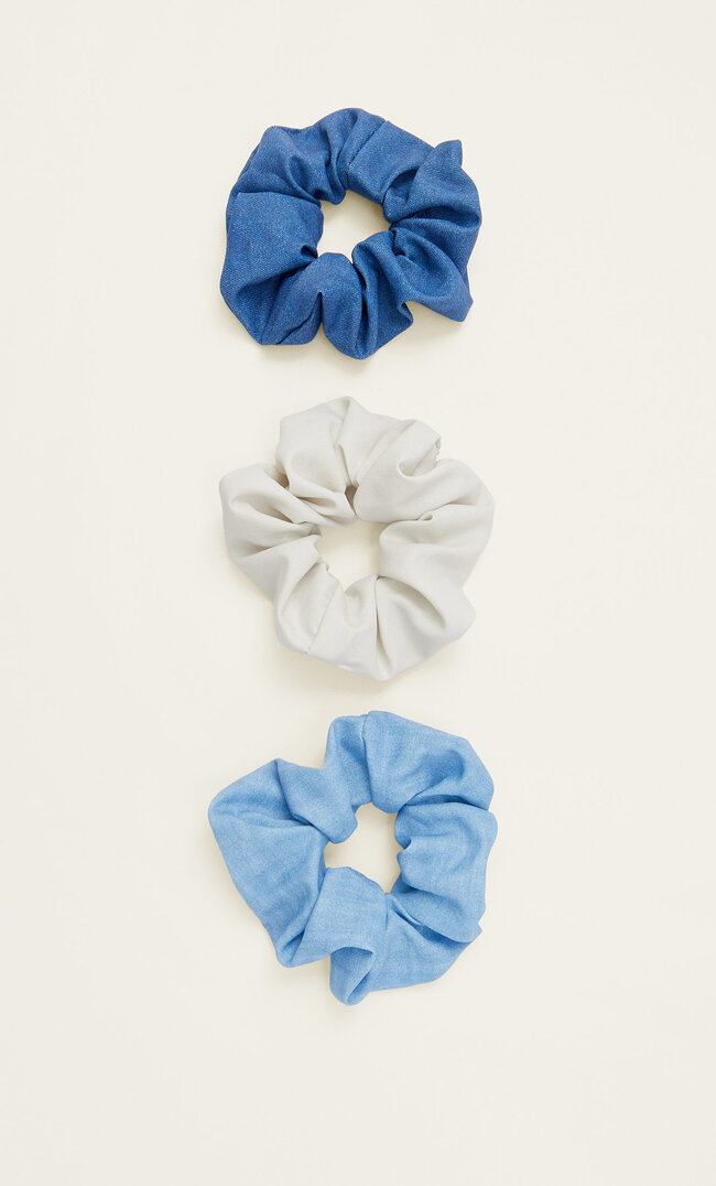 Stradivarius Set De 3 Elastice De Păr Din Denim Albastru M Albastru imagine megaplaza.ro