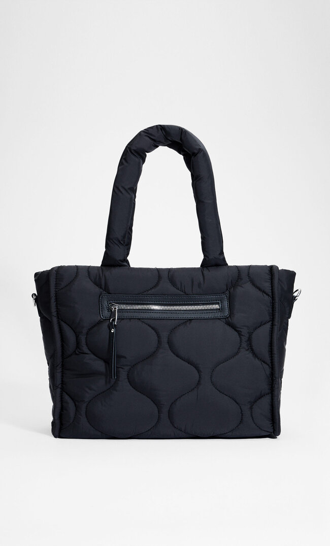 Stradivarius Gesteppte Stoffshopper Schwarz M