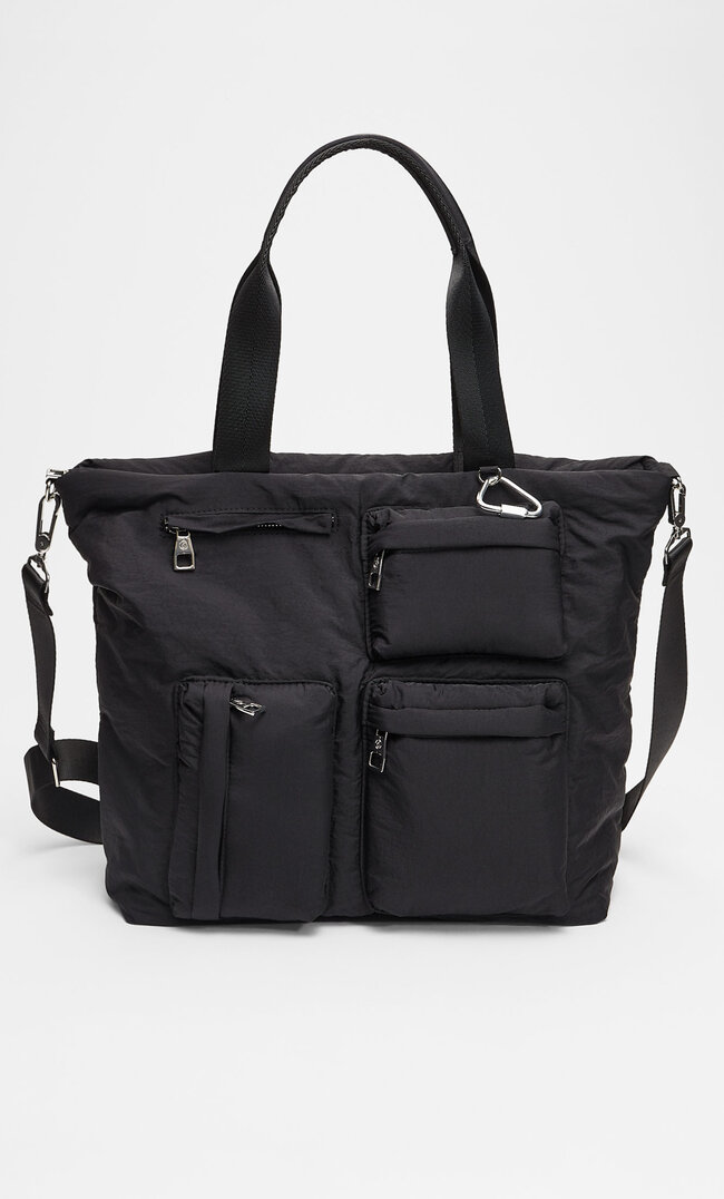 Stradivarius Stoffshopper Mit Taschen Schwarz M