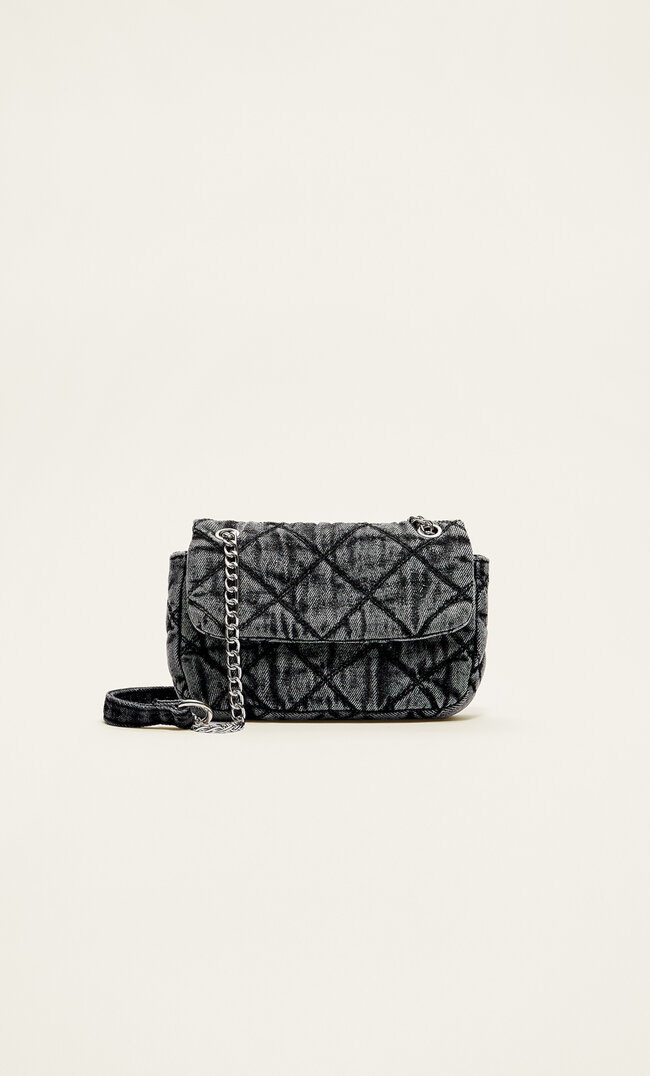 Stradivarius Geantă Crossbody Mică Din Denim Negru M Crossbody imagine reduceri