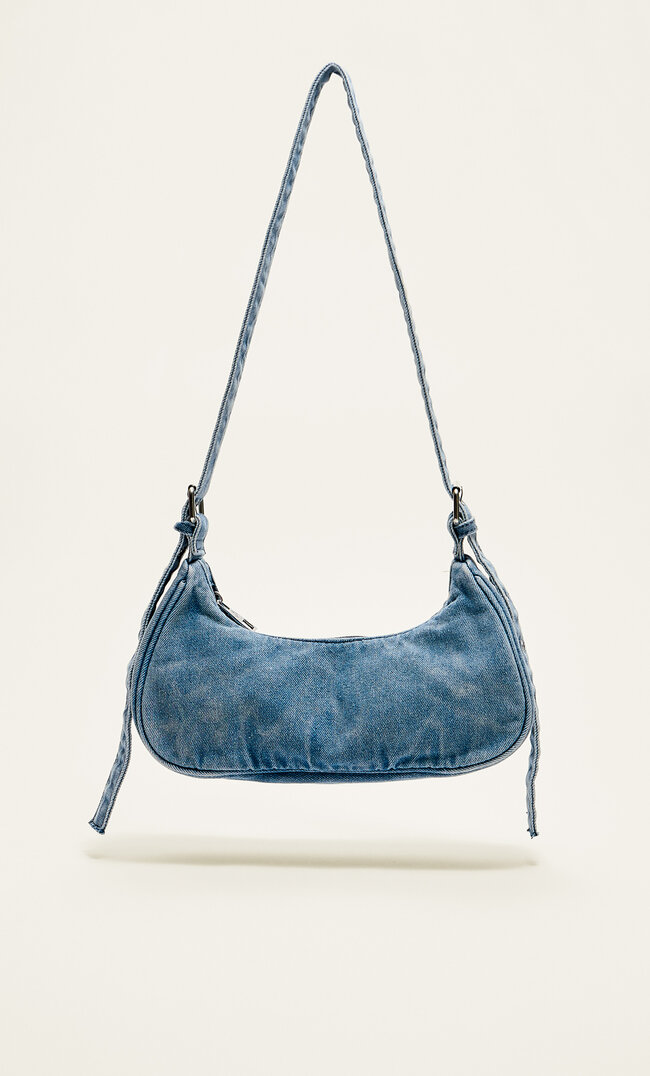 Stradivarius Geantă Crossbody Din Denim Cu Lună Denim Albastru Deschis Mediu M Albastru imagine reduceri