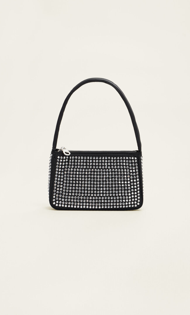 Stradivarius Glänzende Schultertasche Schwarz M