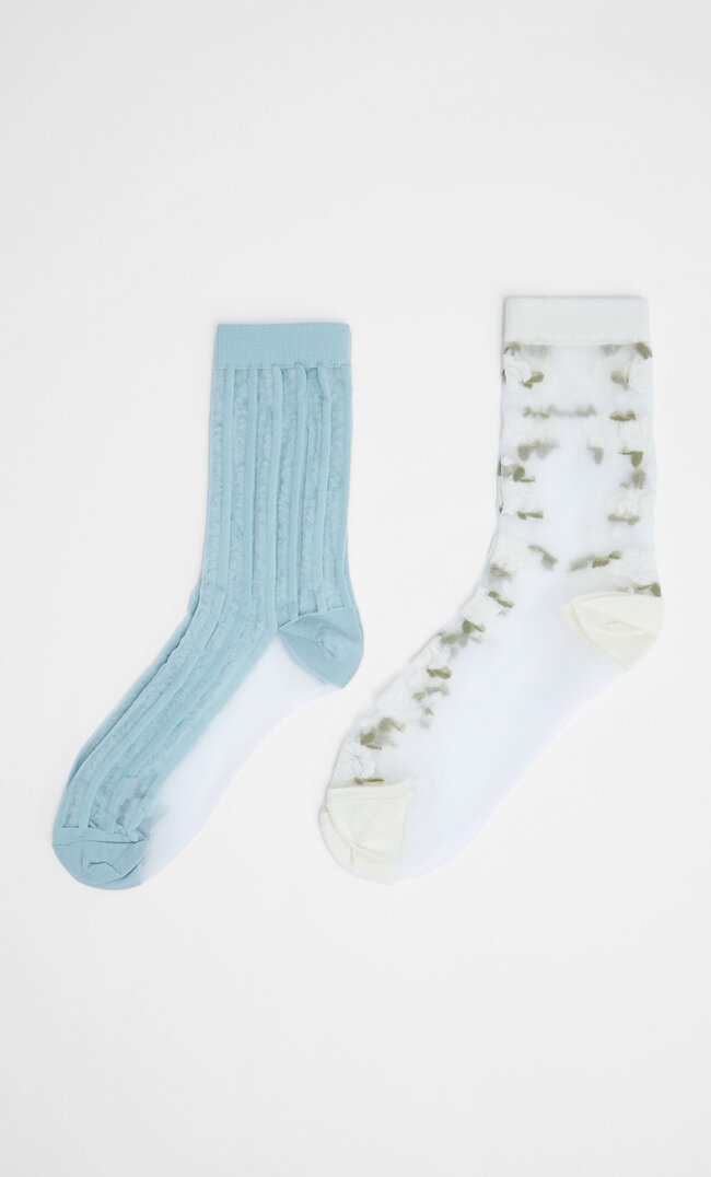 Stradivarius Pack Halbtransparente Socken Grün 103