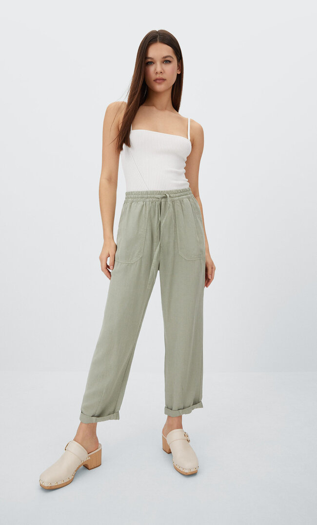 Stradivarius Utility-Joggerhose Khaki L