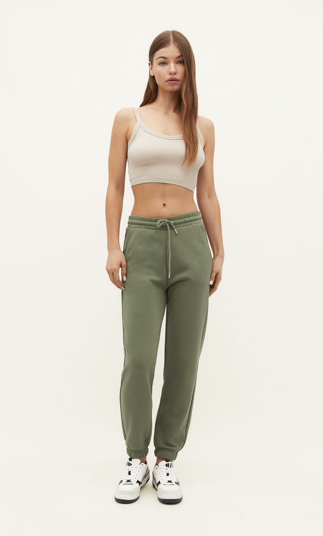 Stradivarius Jogginghose Aus Plüschgewebe Khaki Xxl