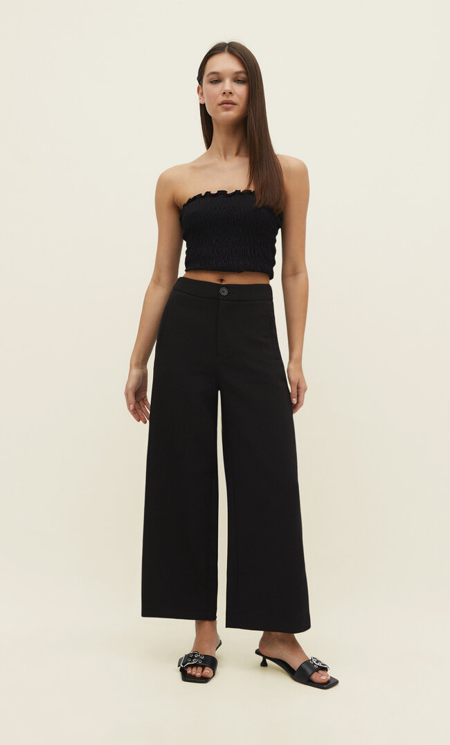 Stradivarius Eleganckie spodnie culotte Czarny 32
