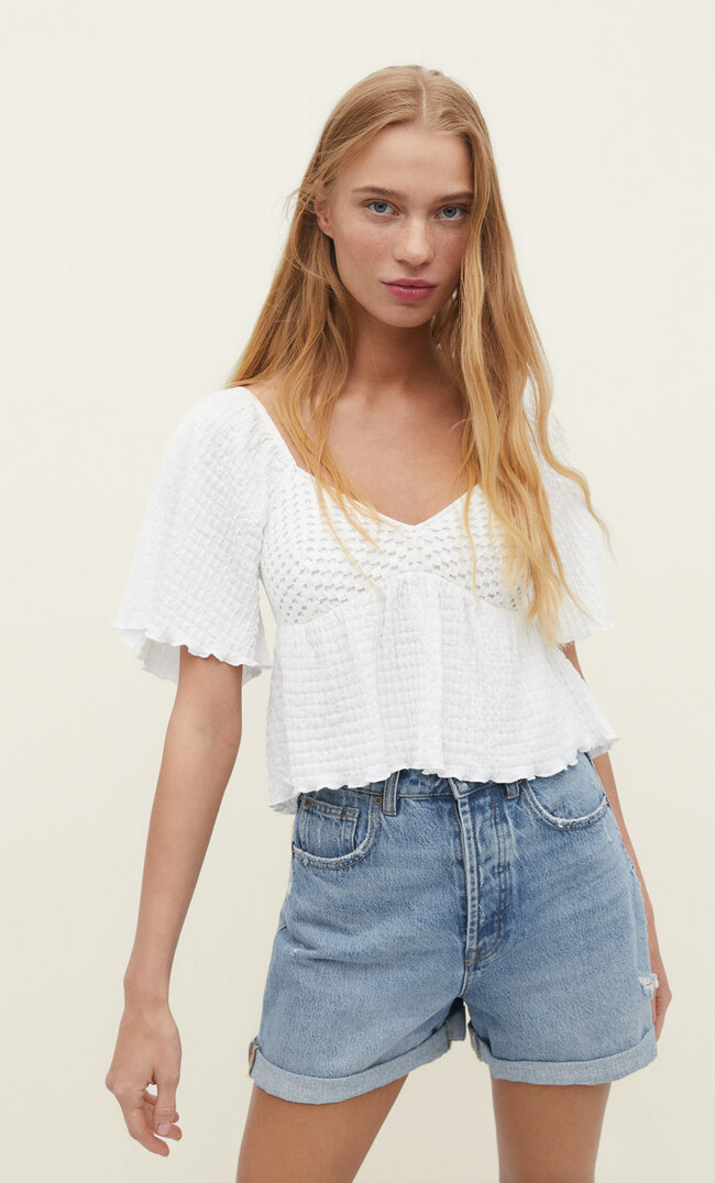 Stradivarius Pantaloni Scurți Mom Fit Denim Albastru Deschis Mediu 40 Albastru imagine reduceri