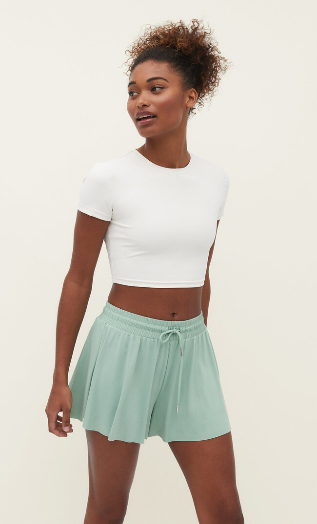 Stradivarius Pantaloni Scurți Sport Fluizi Verde M Fashion-FEMEI-3912-8544 imagine reduceri