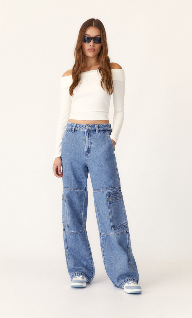 Stradivarius Cargojeans Jeansblau 42