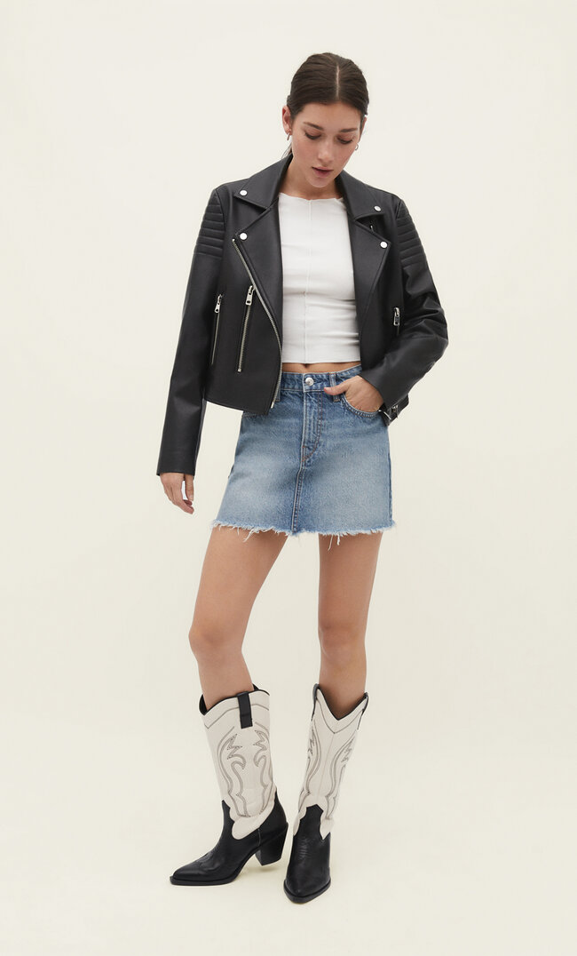 Stradivarius Bikerjacke Schwarz S