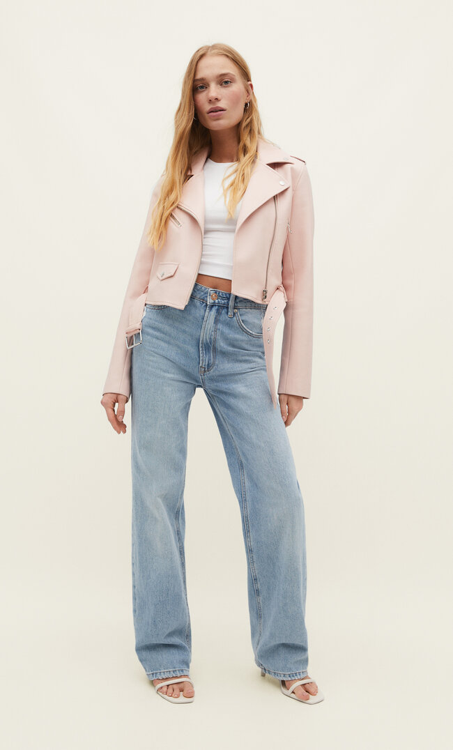 Stradivarius Kurtka w stylu biker ze sztucznej skóry z paskiem Pastelowy róż L
Stradivarius Kurtka w stylu biker ze sztucznej skóry z paskiem Pastelowy róż L