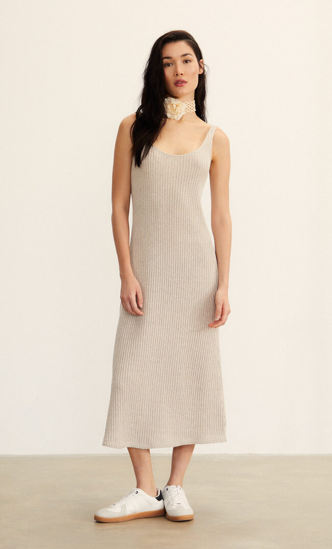 Stradivarius Rochie Midi Reiată Piatră L Fashion-FEMEI-Rochii-3904 imagine megaplaza.ro