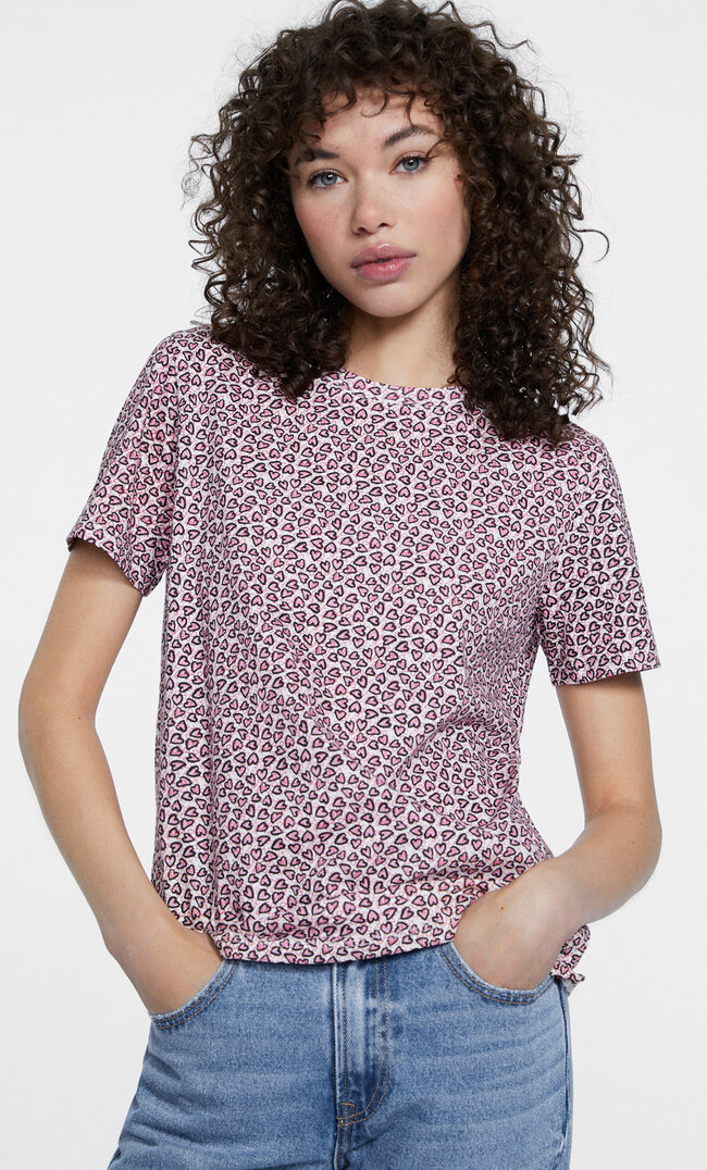 Stradivarius Basic-Shirt Kaugummirosa M