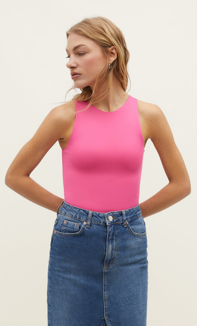 Stradivarius Body Halter Din Poliamidă Roz Aprins Xs Aprins imagine megaplaza.ro