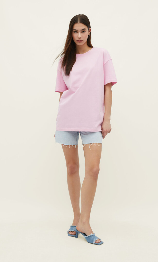 Stradivarius Oversize-Shirt Kaugummirosa L
