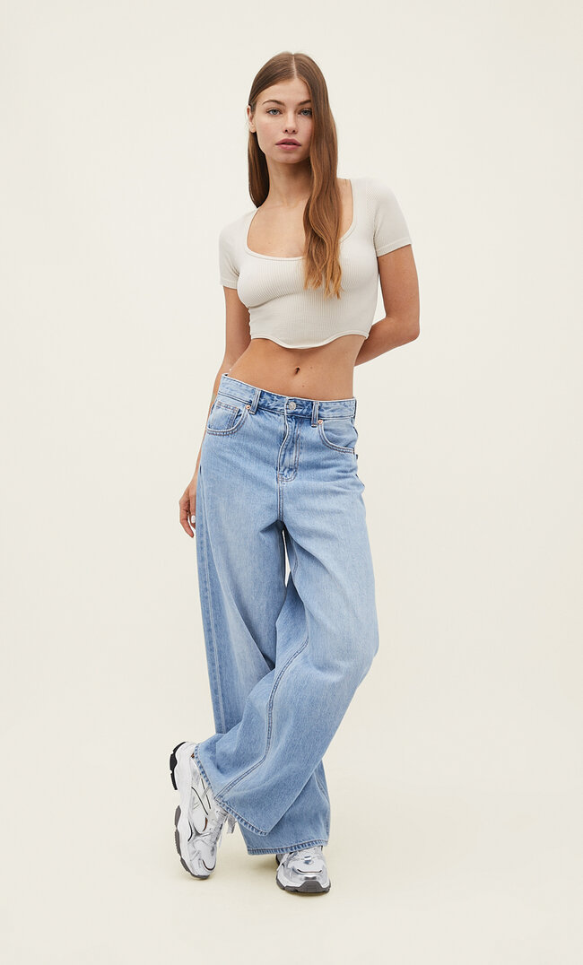 Stradivarius Nahtloses Shirt Steingrau M