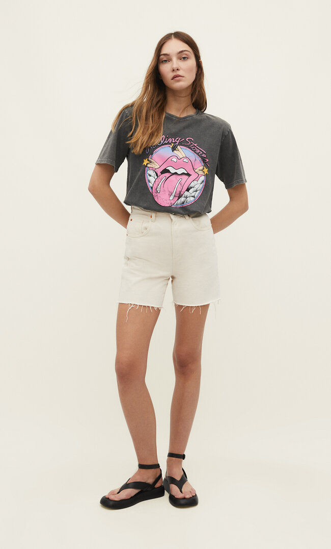 Stradivarius Koszulka The Rolling Stones Ciemnoszary M