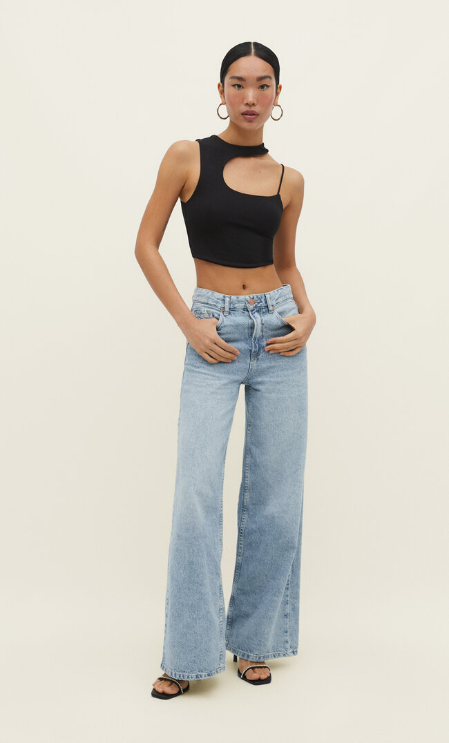 Stradivarius Asymmetrisches Top Schwarz S