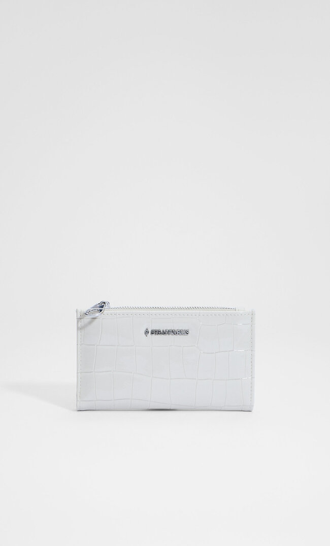 Stradivarius Portmoneu Simplu Cu Presaj Piele De Crocodil Ecru M Crocodil imagine reduceri