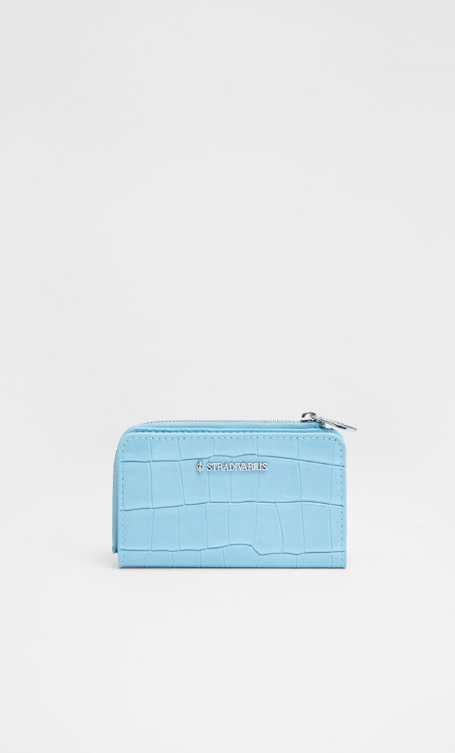 Stradivarius Kartentasche Mit Krokoprägung Blau M