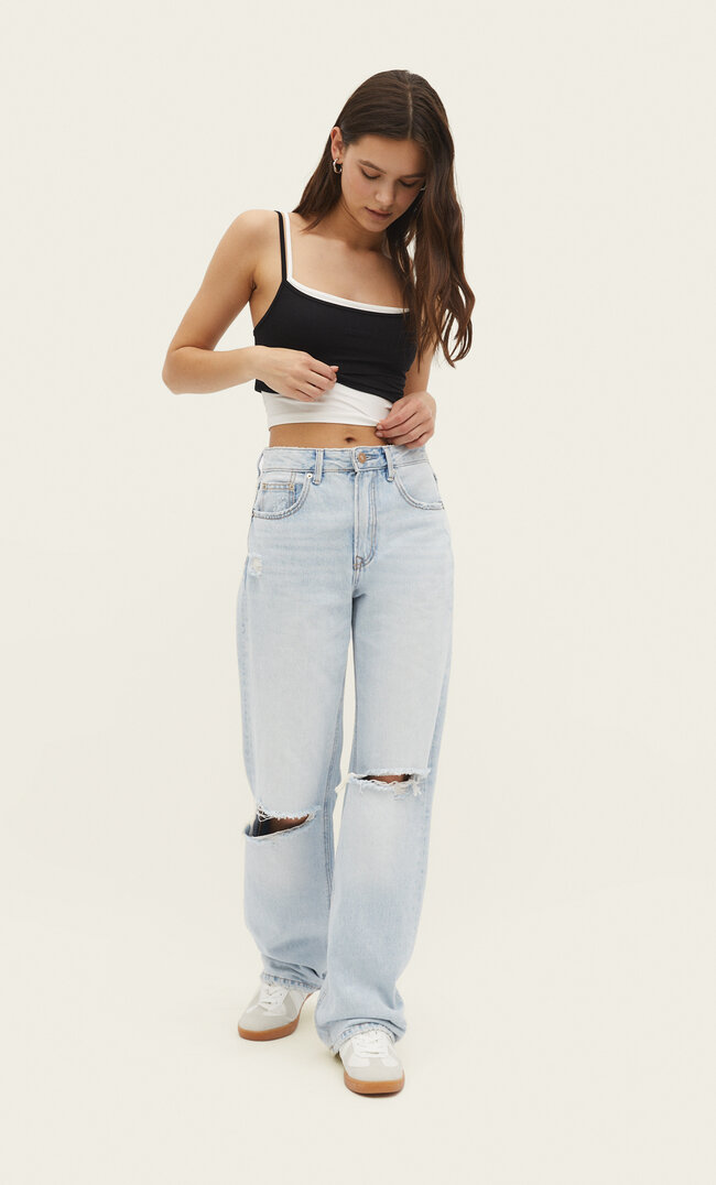 Stradivarius D92 jeansy o prostym kroju typu wide leg Denimowy średni Light Blue 38
Stradivarius D92 jeansy o prostym kroju typu wide leg Denimowy średni Light Blue 38