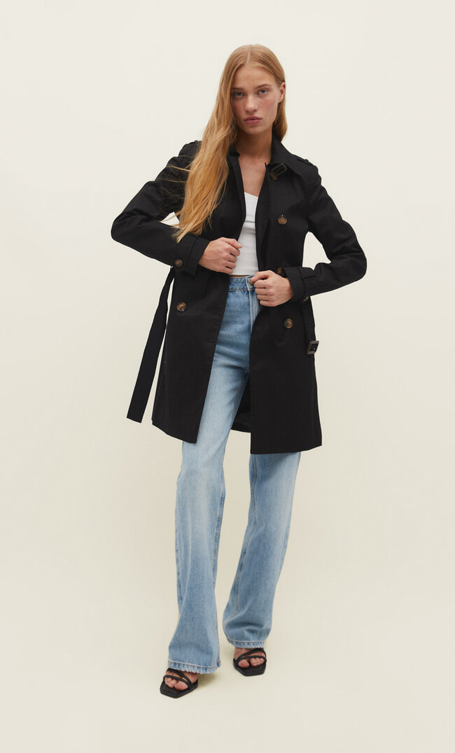 Stradivarius Trenci Scurt Negru S Fashion-FEMEI-Paltoane-3905 imagine reduceri