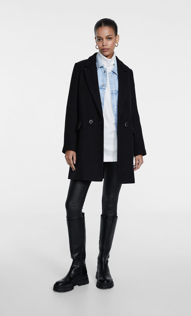 Stradivarius Płaszcz basic Czarny L