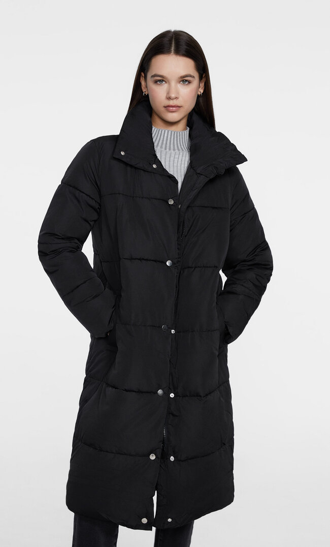 Stradivarius Steppmantel Schwarz S