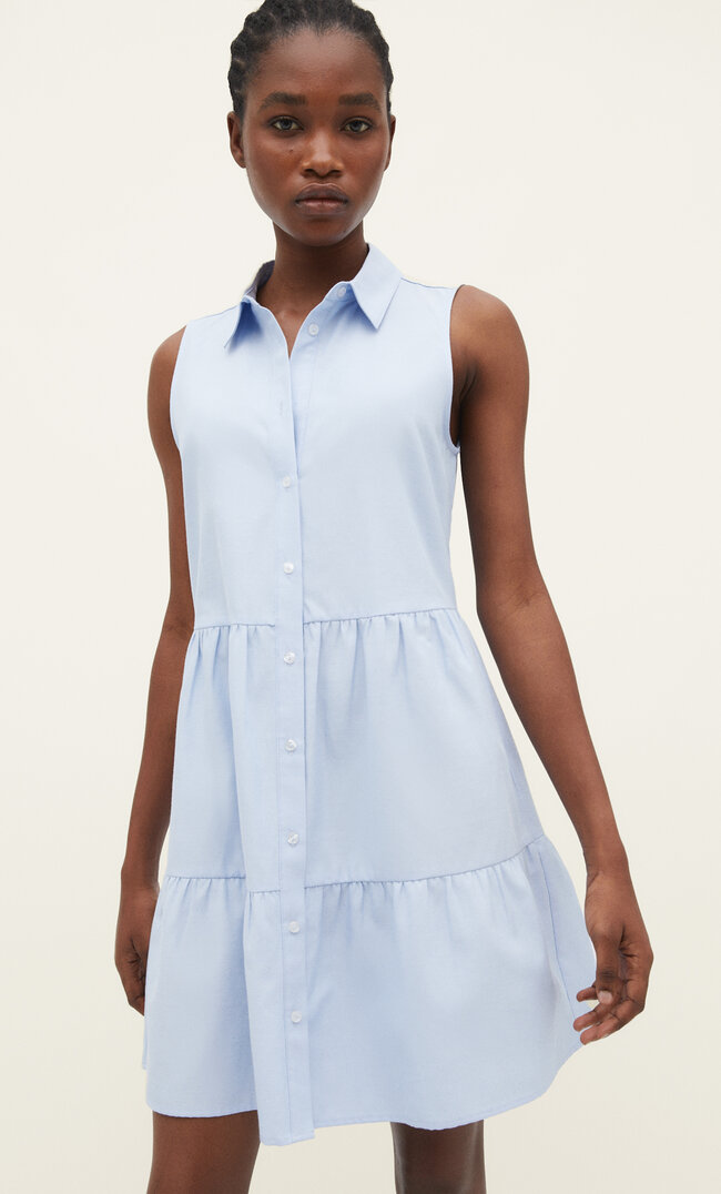 Stradivarius Ärmelloses Hemdkleid Himmelblau L