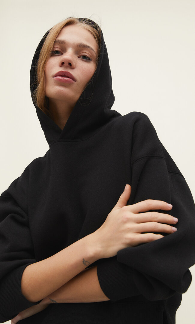 Stradivarius Krótka Bluza Czarny Xs