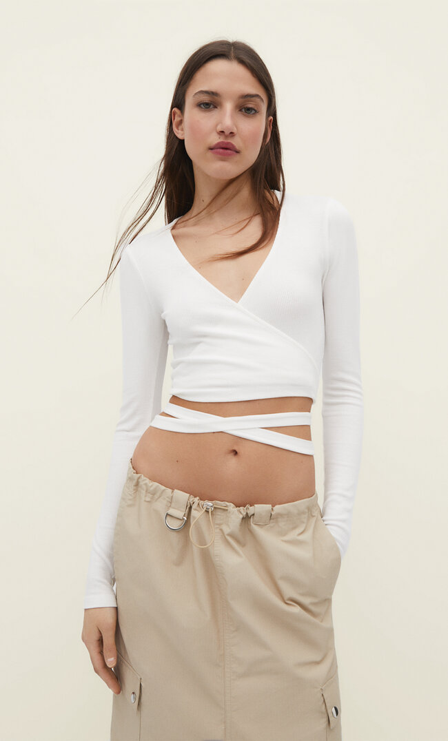 Stradivarius Top De Balet Ecru L