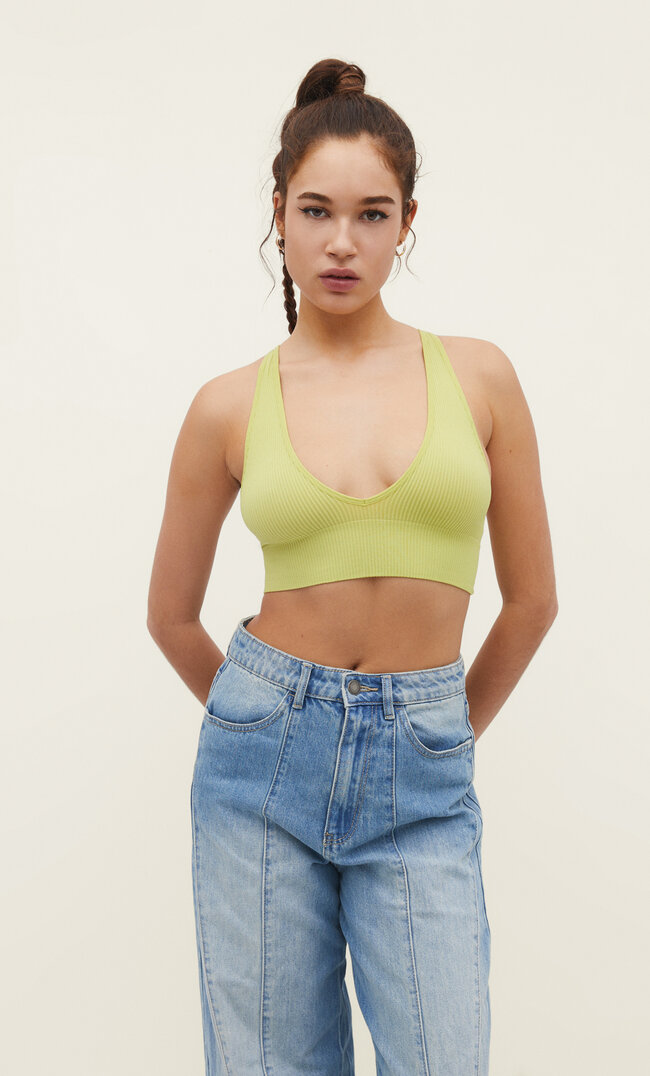 Stradivarius Bezszwowy top bralette z ramiączkami skrzyżowanymi na plecach Limonkowy XL
Stradivarius Bezszwowy top bralette z ramiączkami skrzyżowanymi na plecach Limonkowy XL