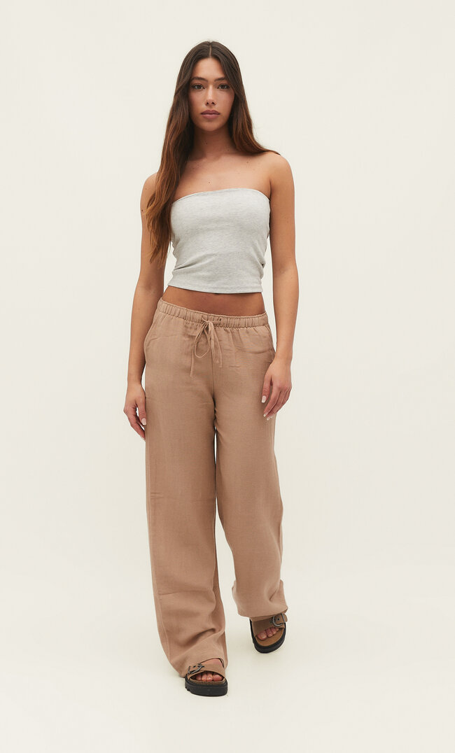 Stradivarius Leinenhose Karamell L