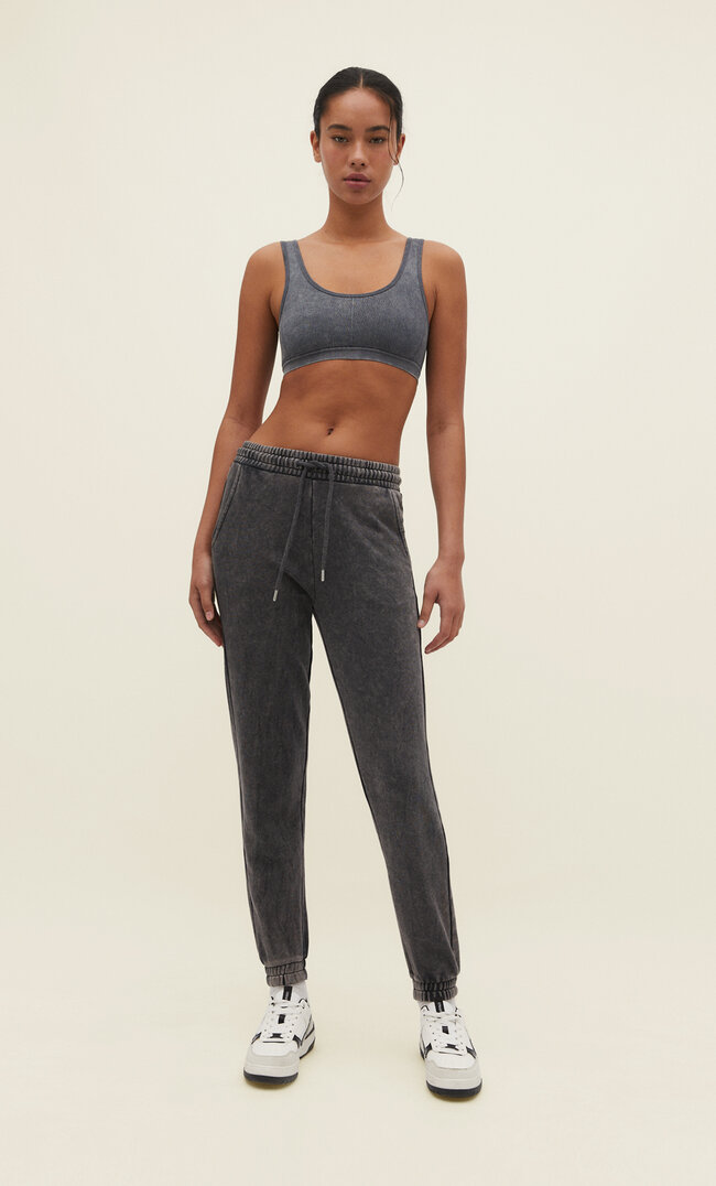 Stradivarius Joggerhose Aus Plüsch Graumeliert Xl