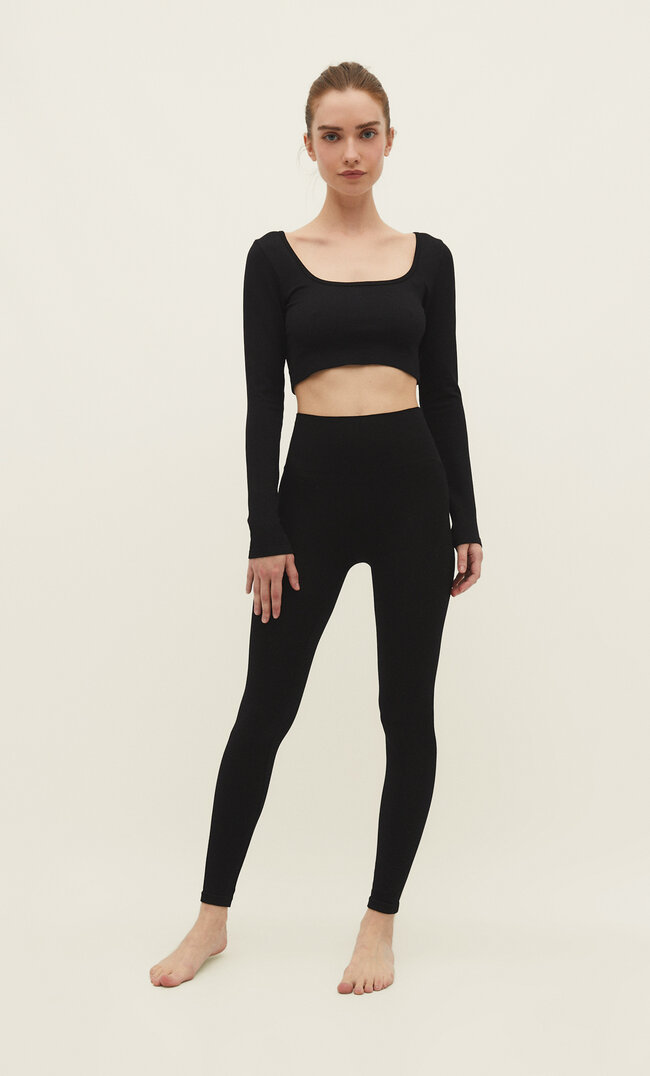 Stradivarius Leggings Sport Fără Cusături Cu Model Înspicat Negru L Cusături imagine reduceri