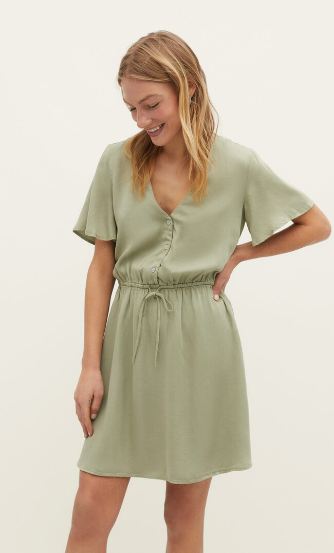 Stradivarius Kurzes Kleid aus Lyocell Khaki L