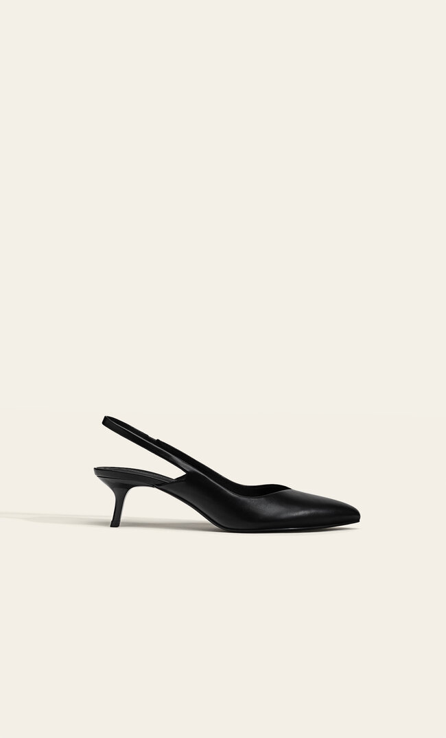 Stradivarius Buty bez pięty na obcasie Czarny 36