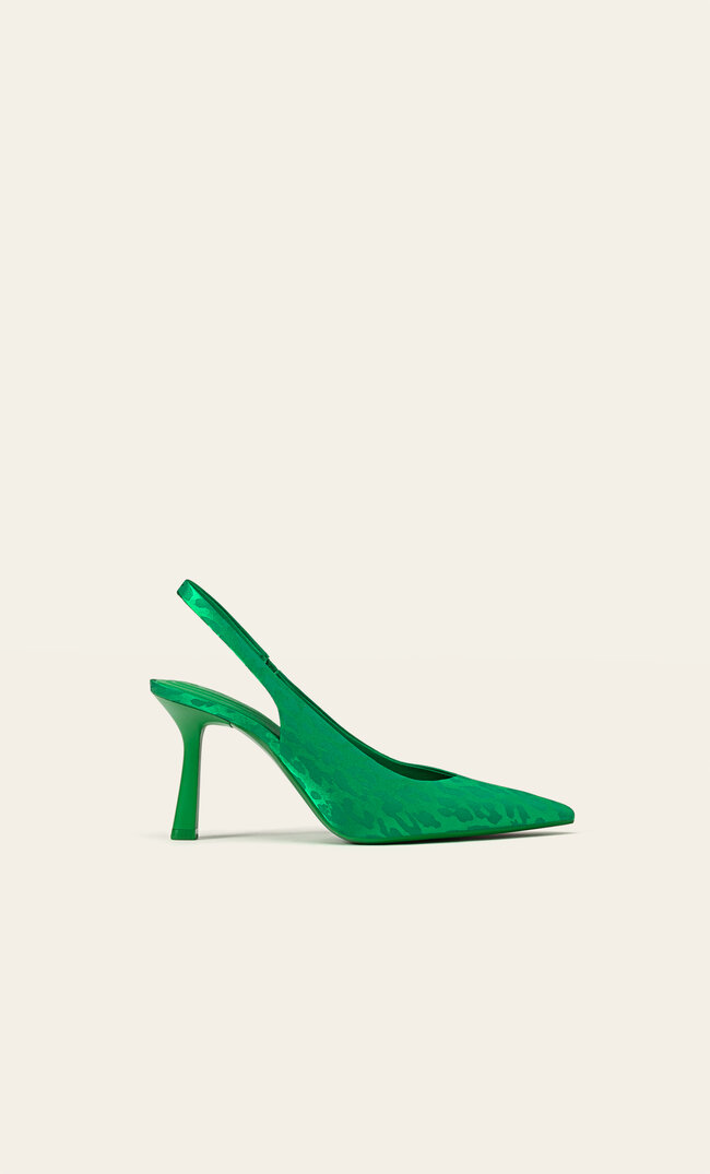 Stradivarius Buty bez pięty na obcasie ZIELONY 39