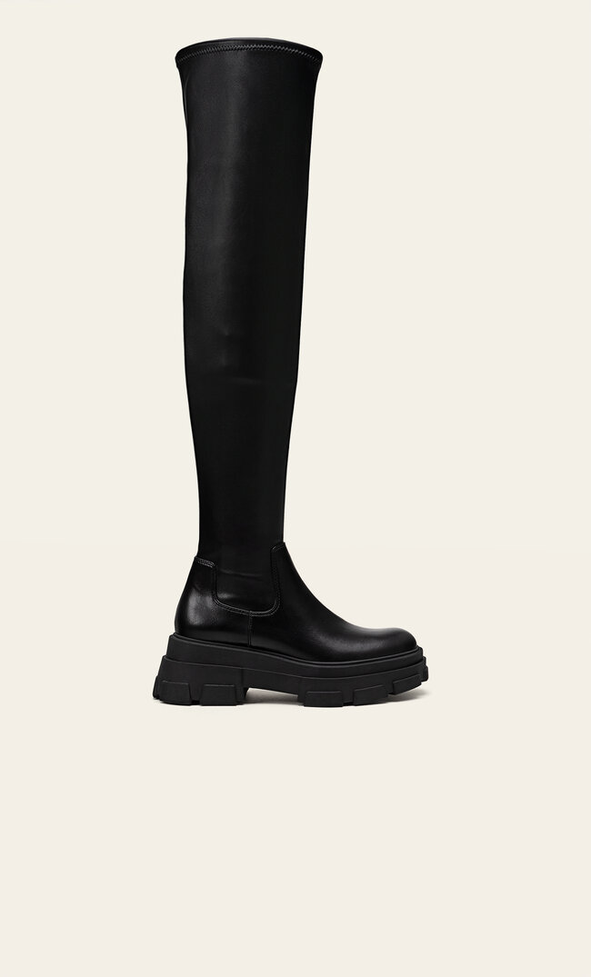Stradivarius Cizme Joase Xl Cu Talpă Track Negru 38 Cizme imagine reduceri