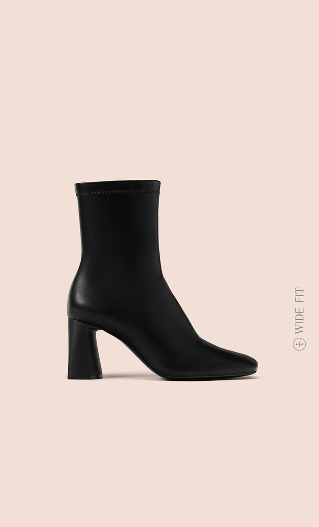 Stradivarius Wide Fit Botine Stretch Cu Toc Negru 41