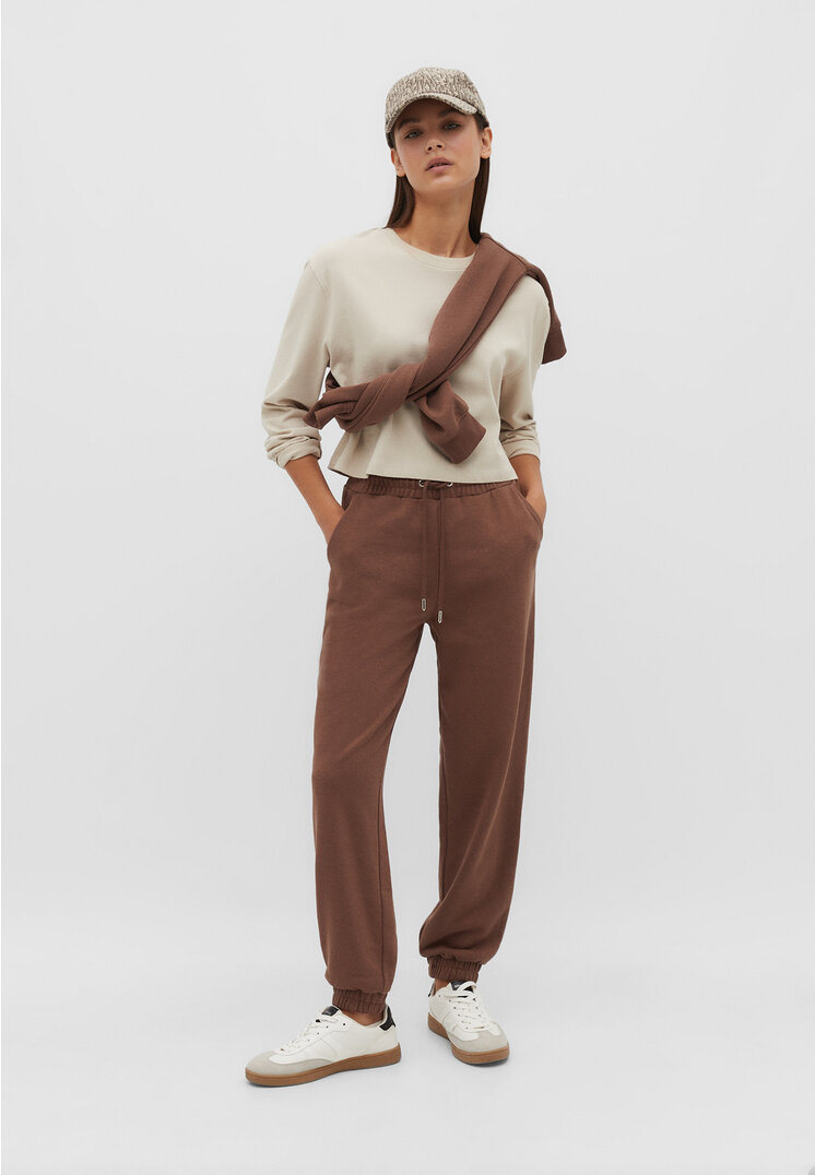 Stradivarius Spodnie jogger z dzianiny dresowej Brązowy XL