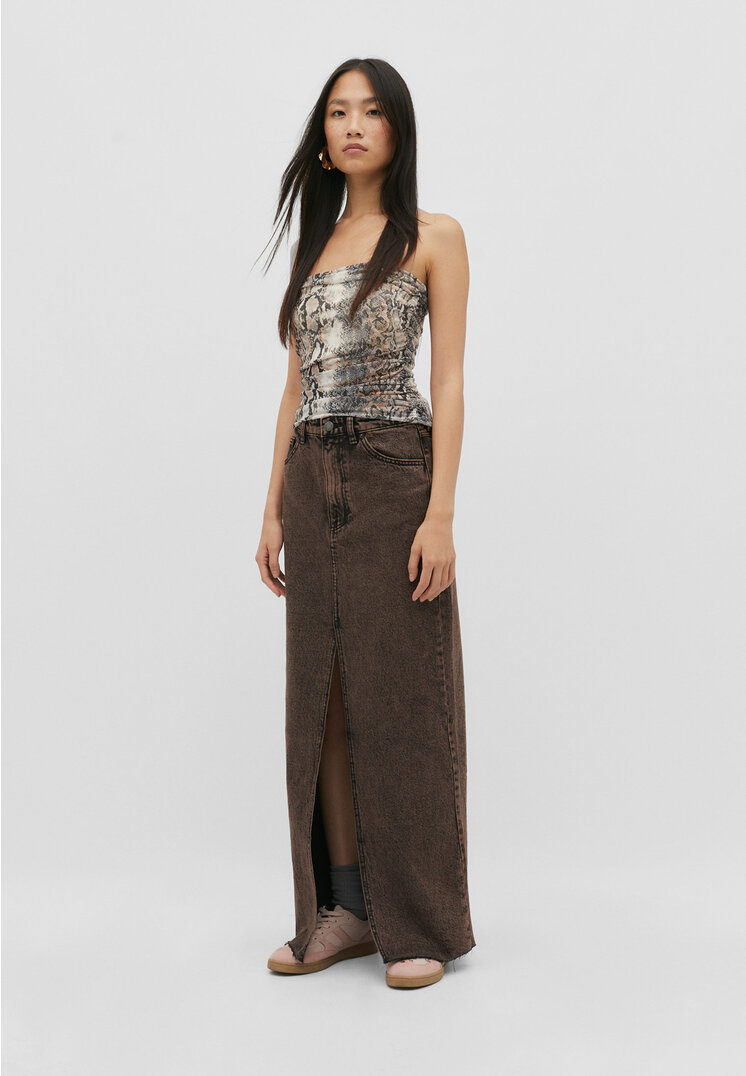 Stradivarius Jeansowa spódnica maxi w stylu vintage Denimowy wielokrotnie farbowany 36
Stradivarius Jeansowa spódnica maxi w stylu vintage Denimowy wielokrotnie farbowany 36