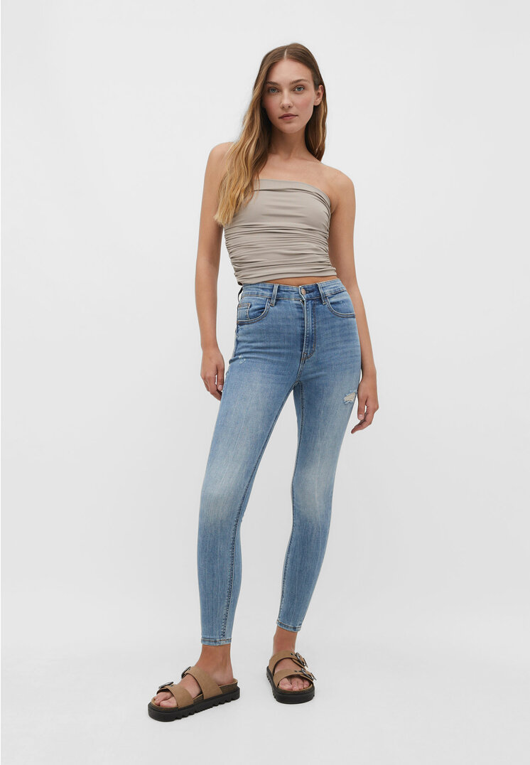 Stradivarius 1400 Regular-Waist-Jeans im Skinny-Fit Denim 40