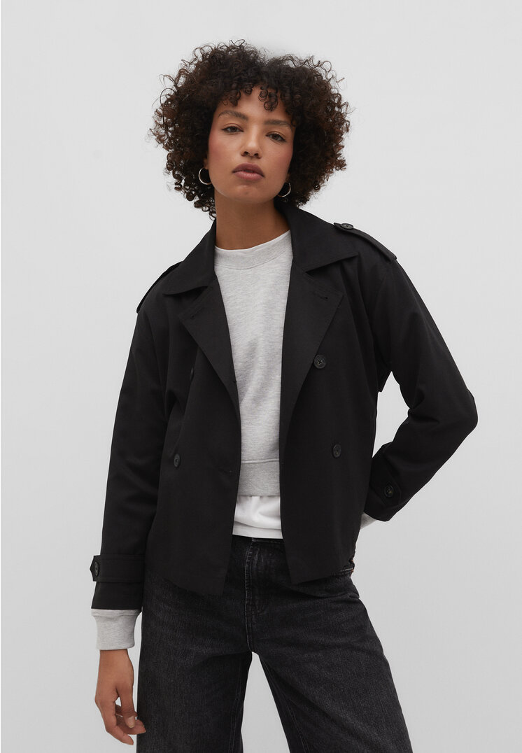 Stradivarius Kurzer Trenchcoat mit Gürtel Schwarz XL