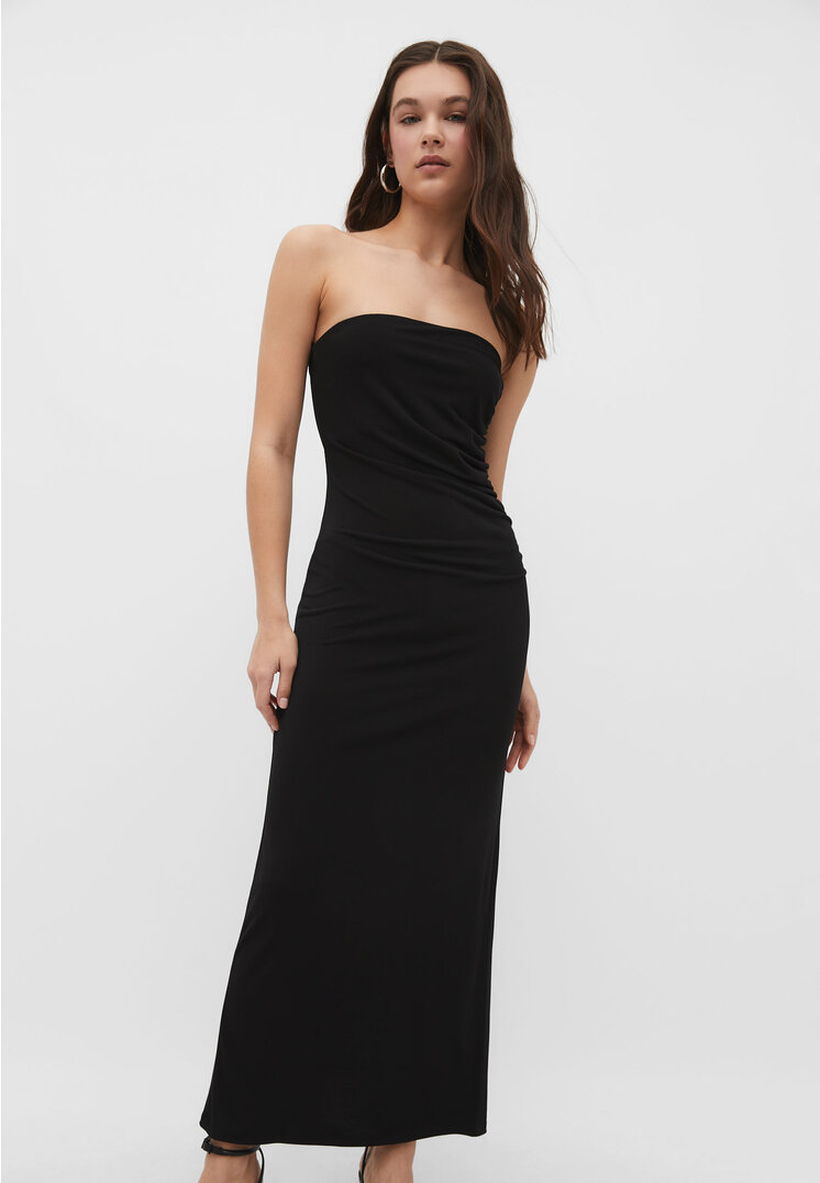 Stradivarius Long bandeau knit dress  Black XS product