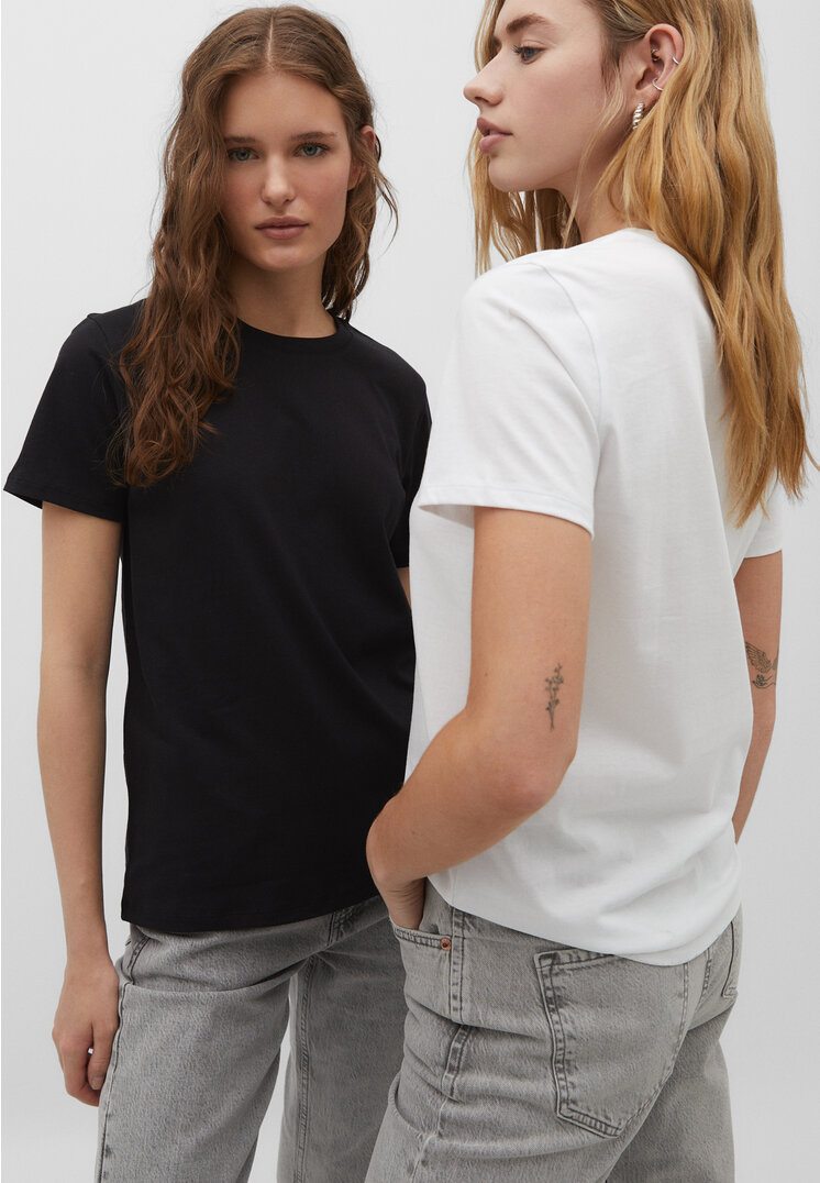 Stradivarius Doppelpack Basic-Shirts Schwarz XL