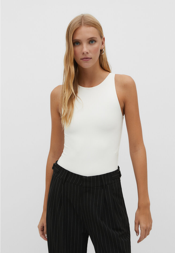 Stradivarius Neckholder-Body aus Polyamid Ecru M