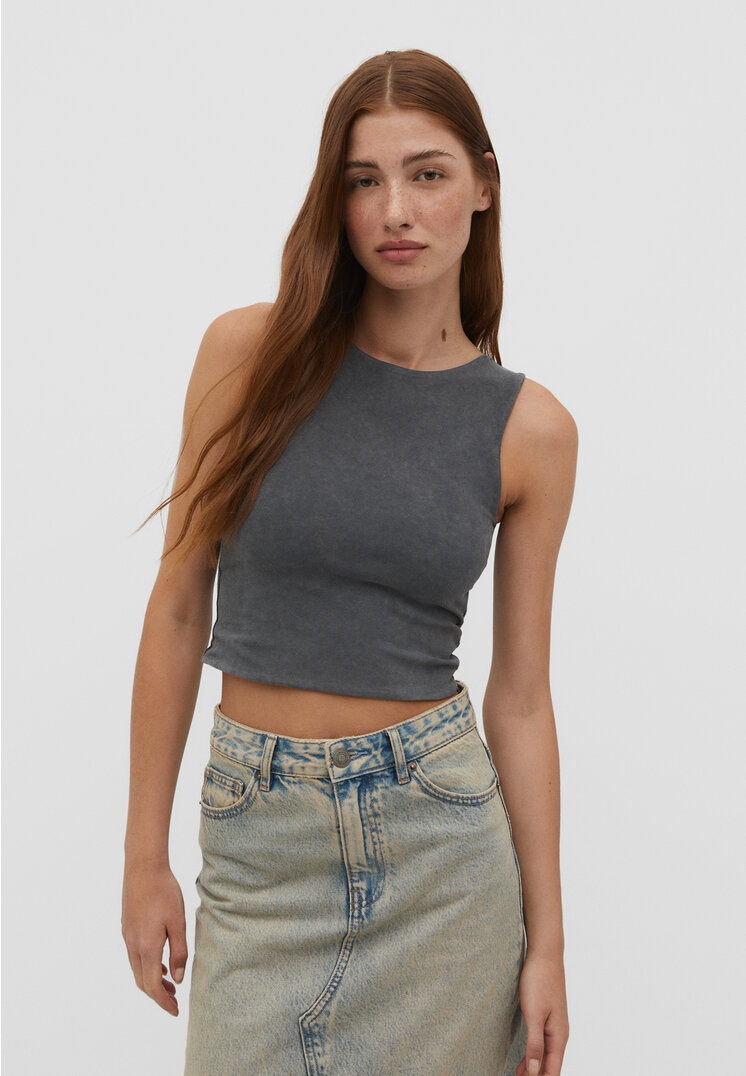 Stradivarius Ärmelloses Shirt aus Baumwolle im Washed-Look Graumeliert XL
Stradivarius Ärmelloses Shirt aus Baumwolle im Washed-Look Graumeliert XL