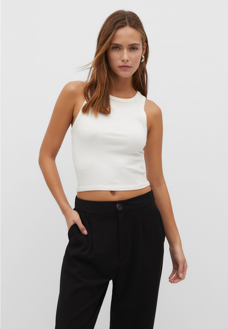 Stradivarius Geripptes Racing-Shirt Weiß S