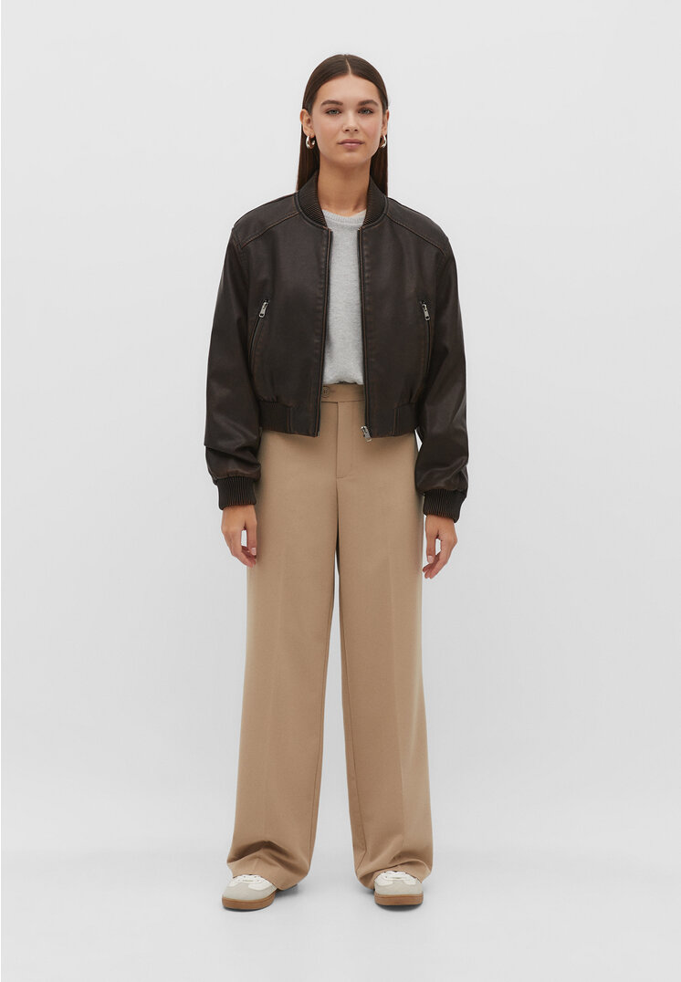Stradivarius Straight-Leg-Stoffhose Beige 40